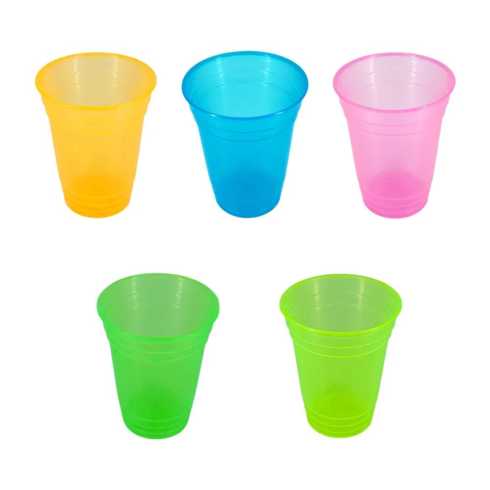 Vaso de plástico translúcido mediano, con relieve de líneas, variedad de colores neón / vaso ximena mediano