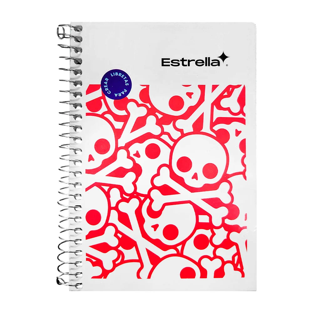 Libreta - cuaderno pequeño, espiral metálico, 50 hojas en raya sencilla, 10.5x15.2cm, variedad de estampados / 104050 / libreta estrella / libreta de apuntes / 001220