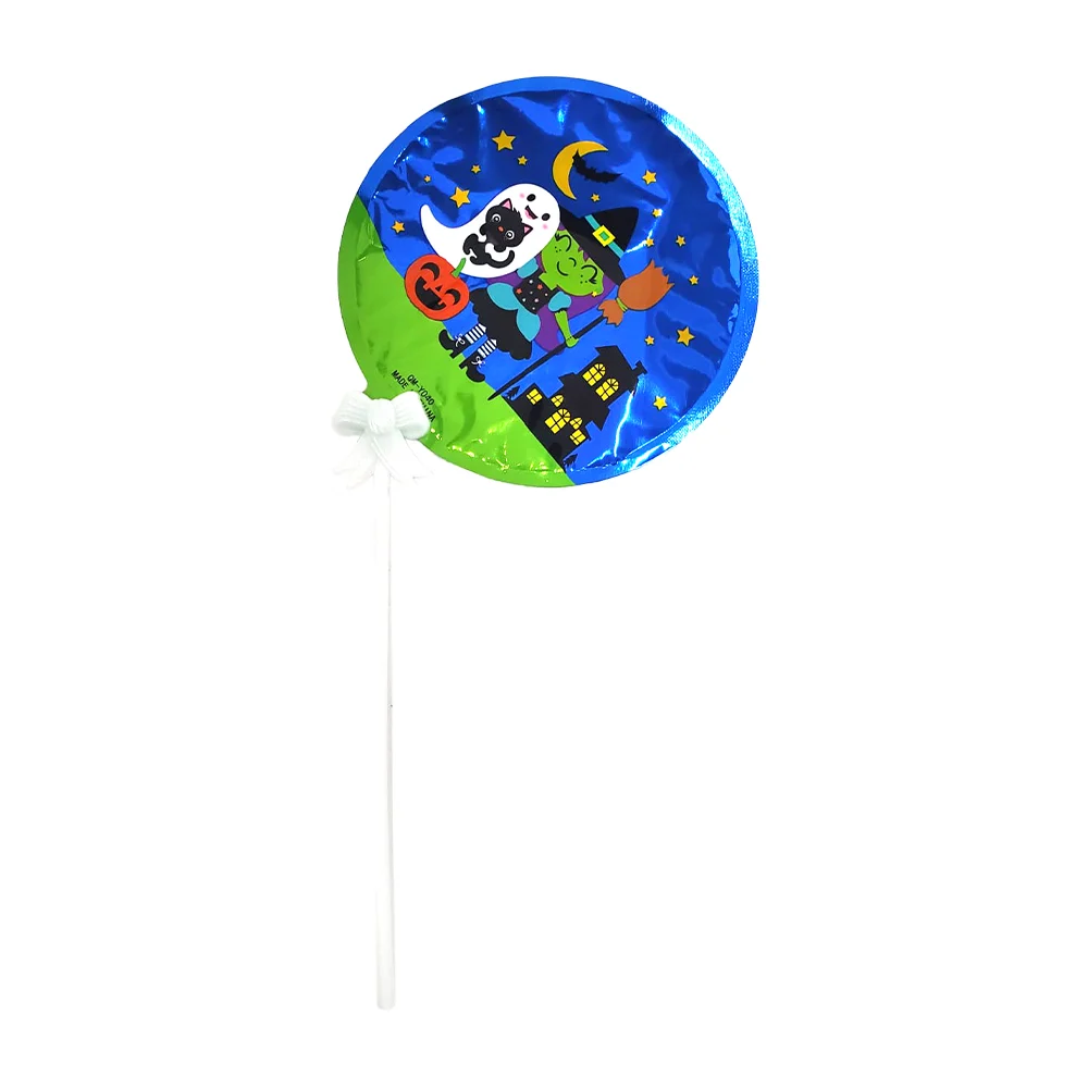 Paquete de 10 globos redondos pequeños con popote, diseño de brujita / 002501