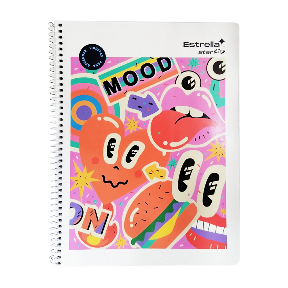 Cuaderno profesional estrella con espiral metálico y 100 hojas papel bond en raya, variedad de diseños / 004580