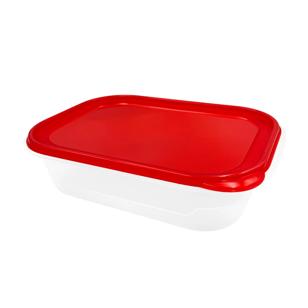 Tupper rectangular de plástico con tapa, capacidad 128 oz - 3.8 litros, variedad de colores / 007890 / envase rectangular