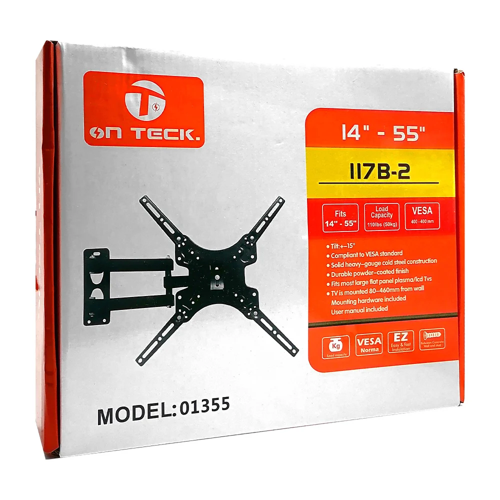 Soporte metálico de brazo movible para pantalla de 14 a 55 pulgadas / on teck / 01355