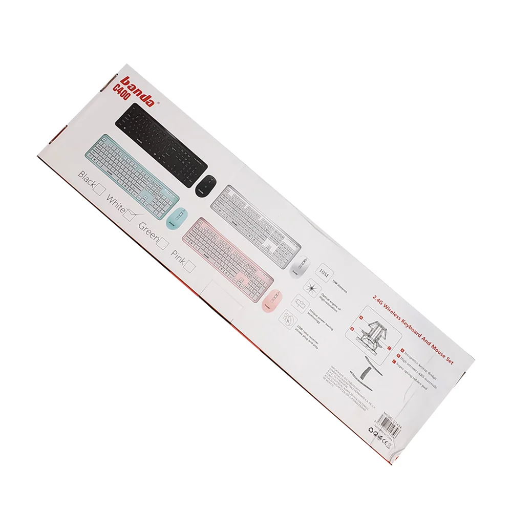 Juego de teclado y mouse inalámbrico para escritorio 2.4g para Windows 10, variedad de colores / banda / c400 / 01434