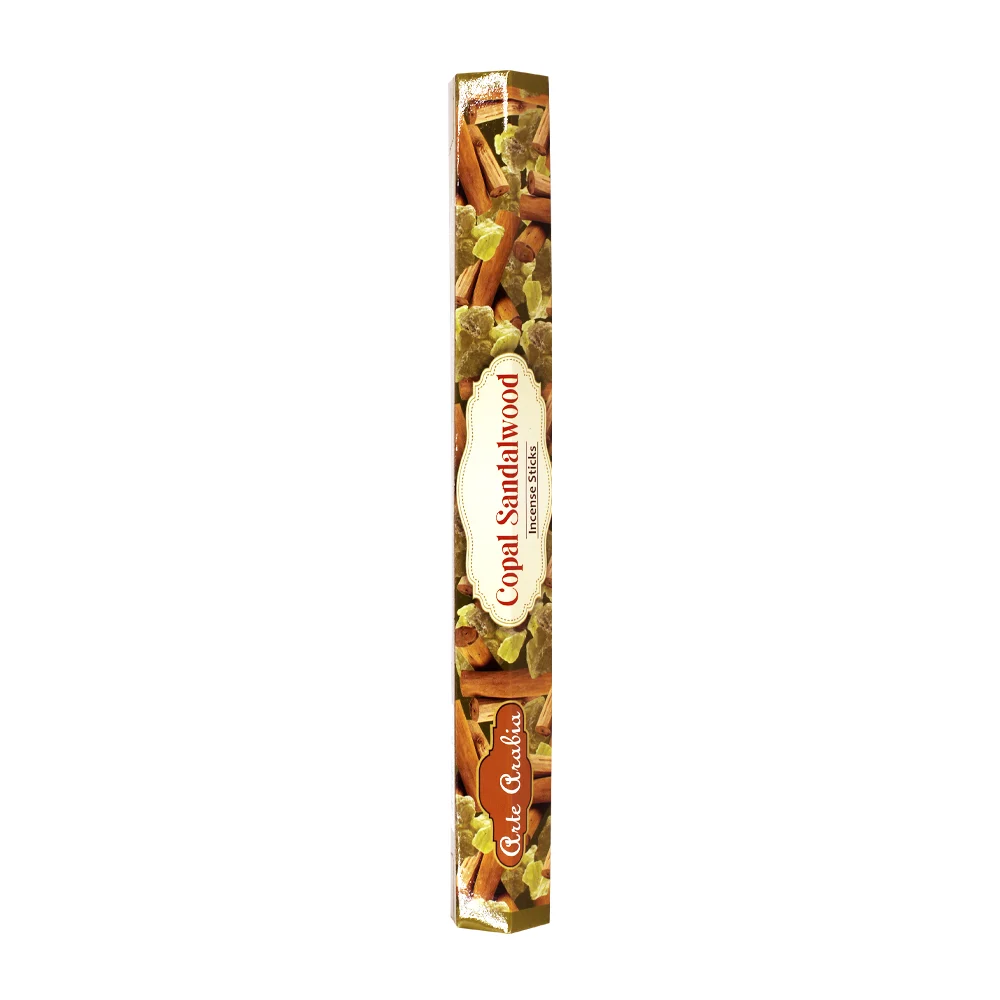 Paquete hexagonal 20 varitas de incienso con aroma copal sandal / arte arabia / copal sandalwood
