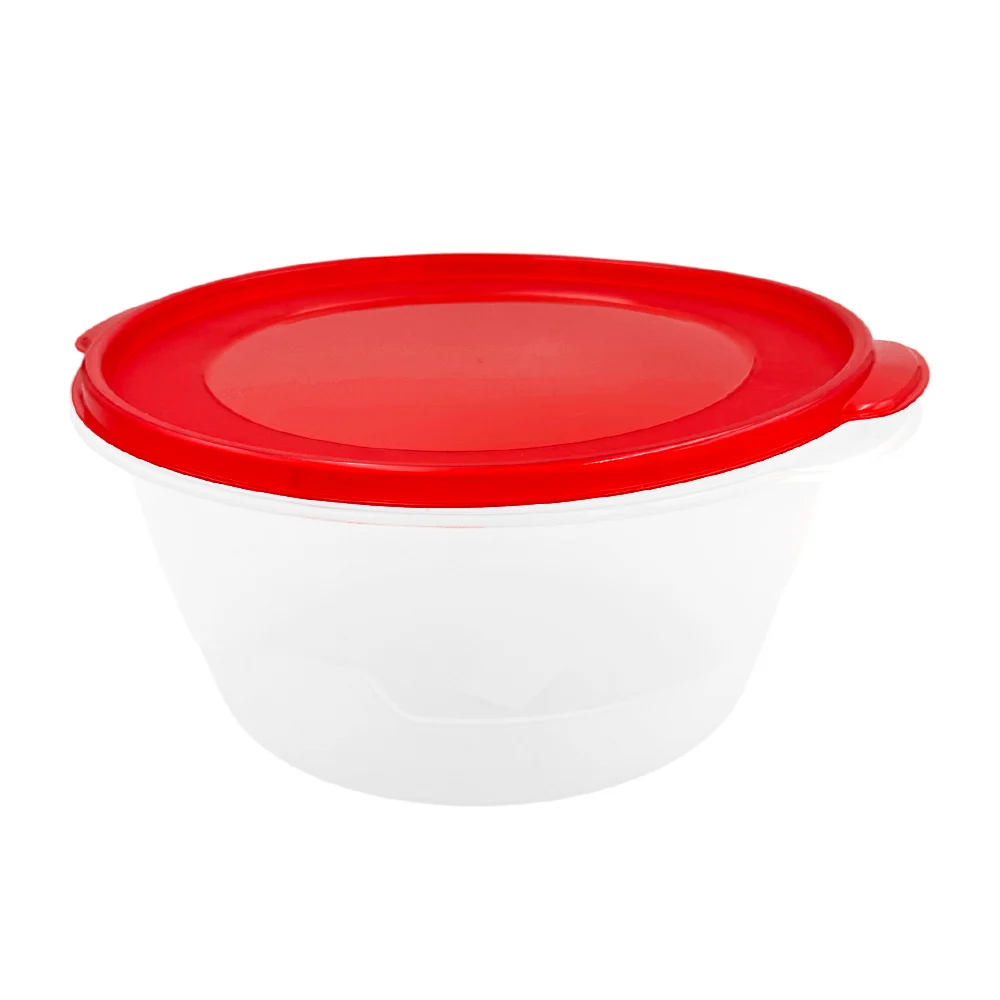 Tupper redondo mediano de plástico, capacidad 48 oz - 1.4 litros, variedad de colores / 038313 / envase redondo
