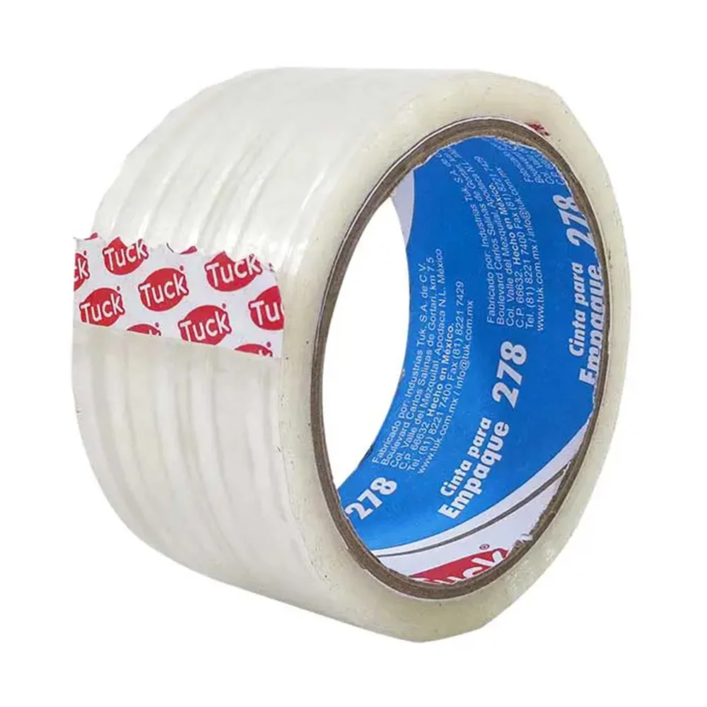 1pza Cinta adhesiva acrílica transparente tuck con 50m y 4.8cm de ancho, para empaque / 278 / 040070