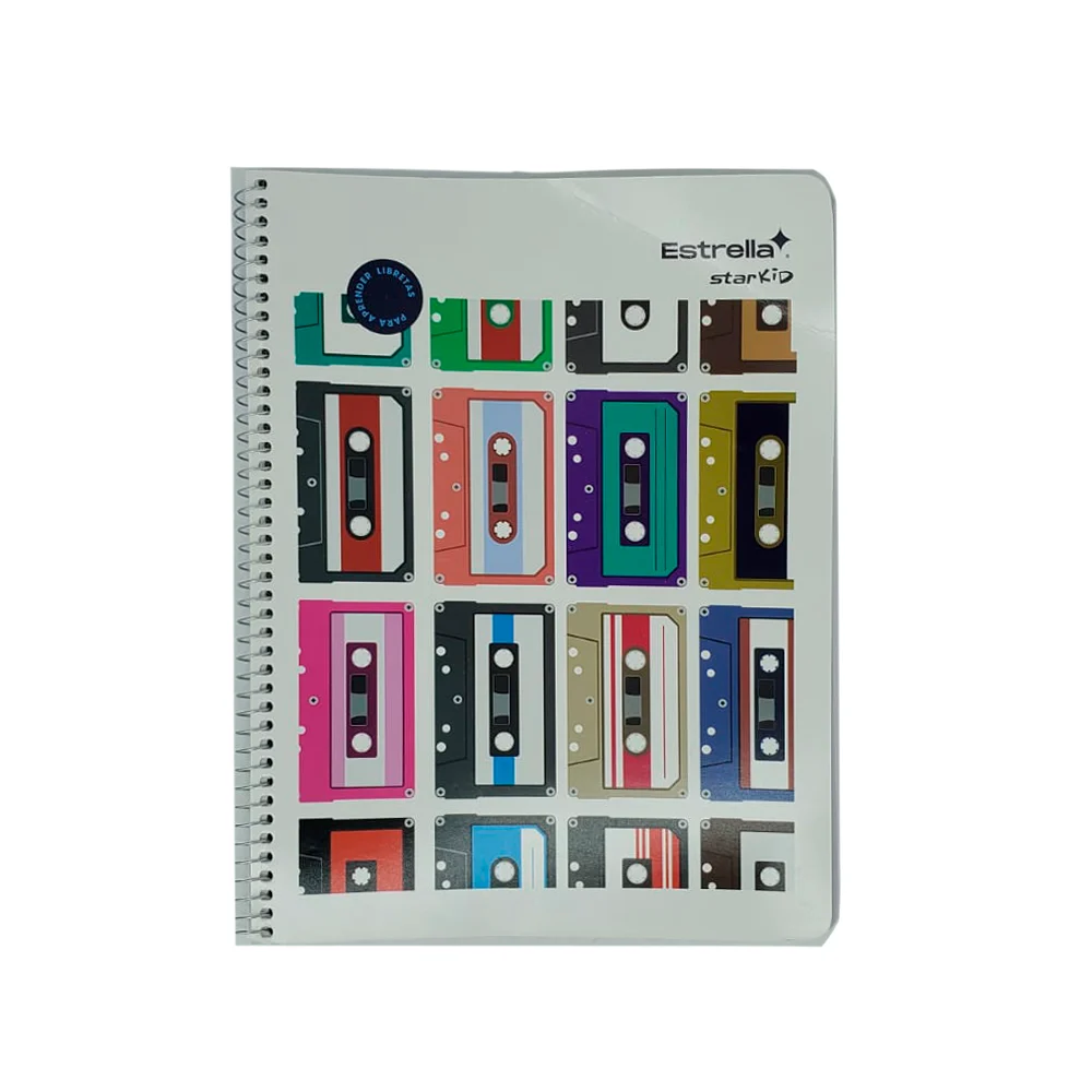 Cuaderno profesional estrella starkid con espiral metálico y 100 hojas papel bond en cuadrícula pequeña 5mm, variedad de diseños en portada / 004597