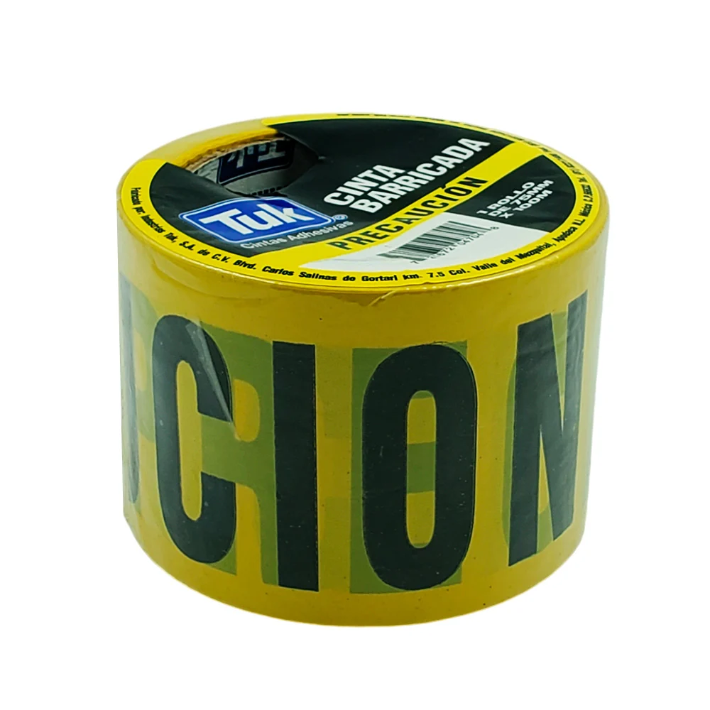 1pza Cinta barricada tuk color amarilla de 100m con ancho 7.5cm para señalización de precaución / 352000