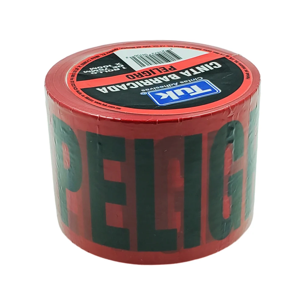 1pza Cinta barricada tuk color rojo de 100m con ancho 7.5cm para señalización de peligro / 352002