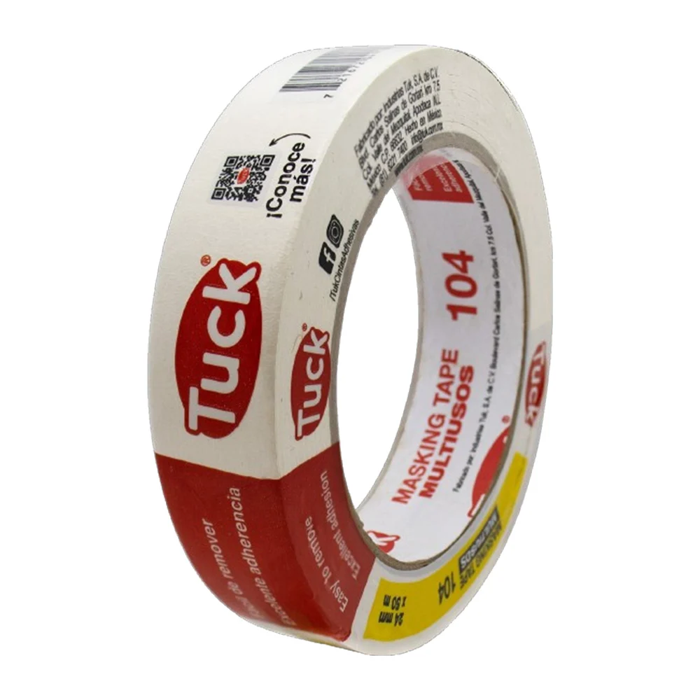 1pza Cinta adhesiva tuck masking tape multiusos con 50m y 2.4cm de ancho / 104 / 100401