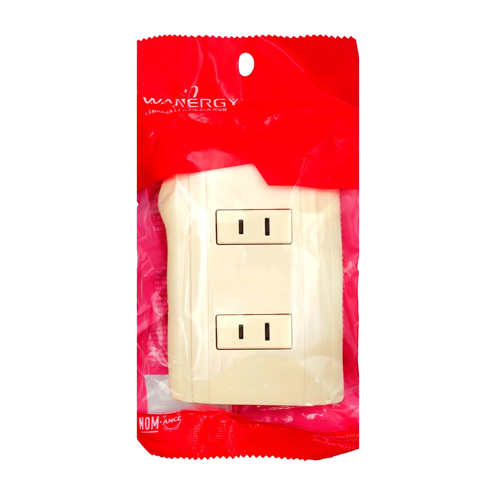 Placa de 2 tomacorrientes wanergy liso en color blanco / 05195