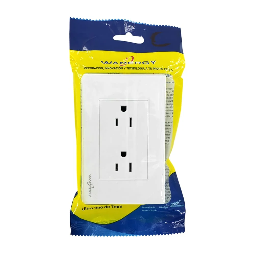 Placa enchufe de pared con 2 contacto tomacorriente en color blanco / 052135