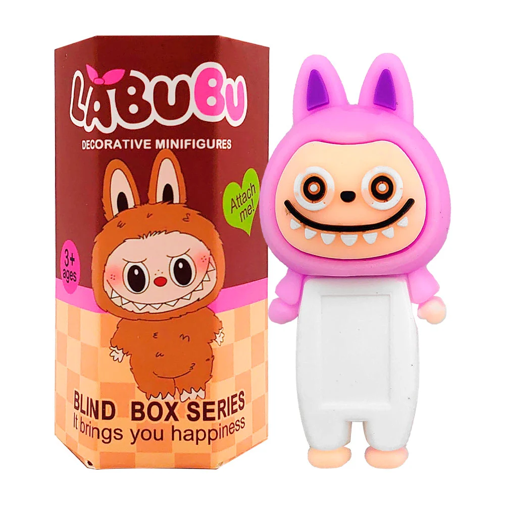 1pza Mini muñeco decorativo tipo labubu para celular, variedad de colores / blind box series / 451265