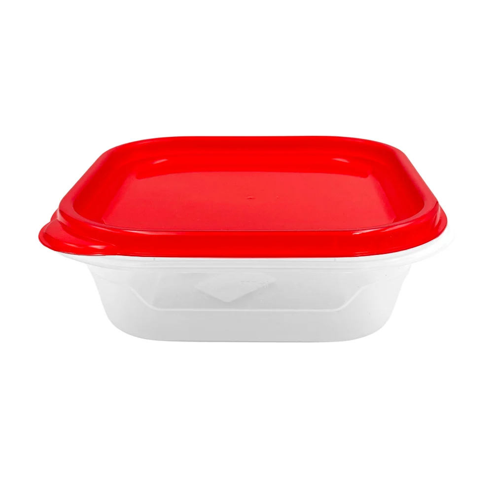 Tupper cuadrado de plástico con tapa, capacidad 23 oz - 680 ml, variedad de colores / 060512 / envase cuadrado