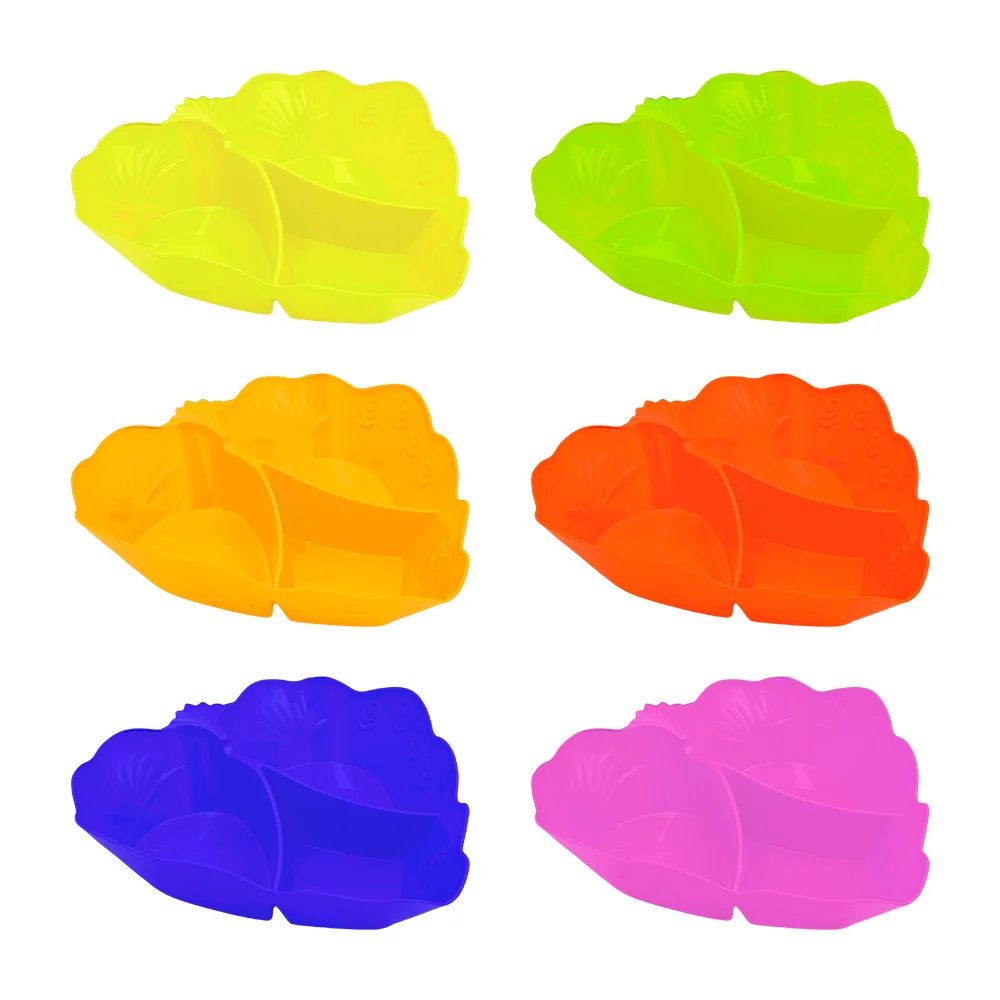 1pza Salsera en forma de hoja, de plástico, con 3 compartimientos, variedad de colores / salsera hojas / articulos plasticos