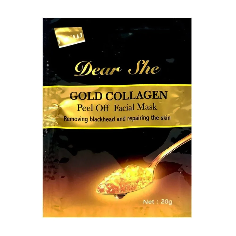 Paquete con 10 mascarillas faciales dear she gold collagen para puntos negros y reparación de la piel 20g / 0828