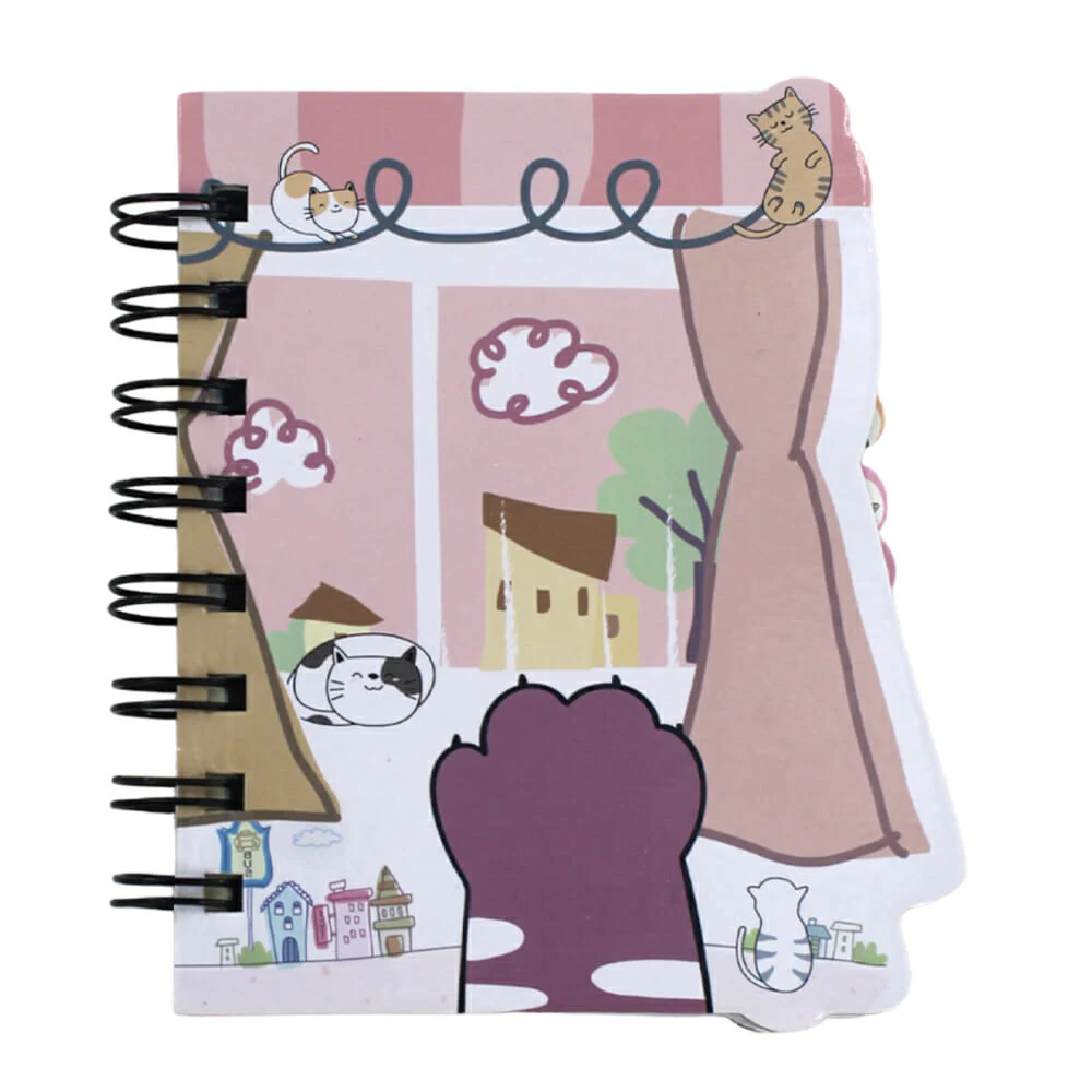 Libreta de pasta gruesa con hojas de colores y separadores con diseño de patitas de gato, variedad de diseños / wq086k-1852