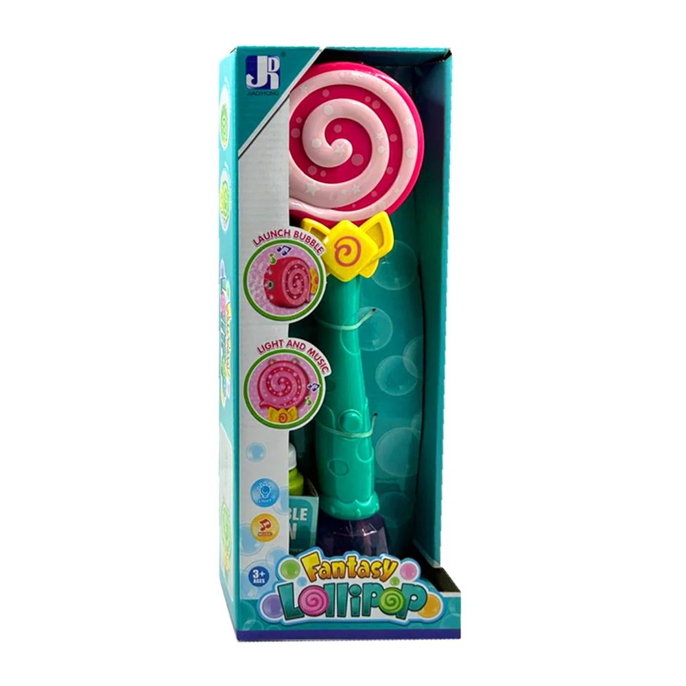 Vara lanza de burbujas con luces, música y forma de paleta / fantasy lollipop / 10016