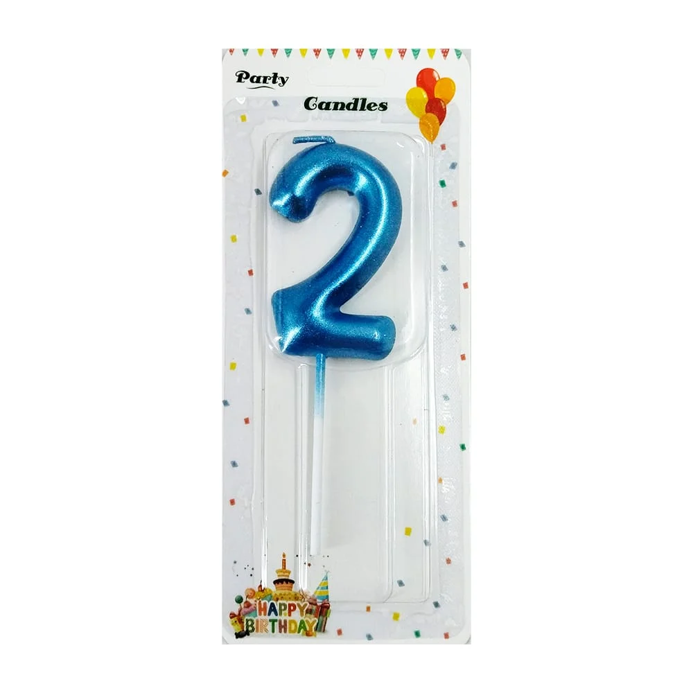 1pza Vela de cumpleaños metálica con forma de número, variedad de modelos / 100607