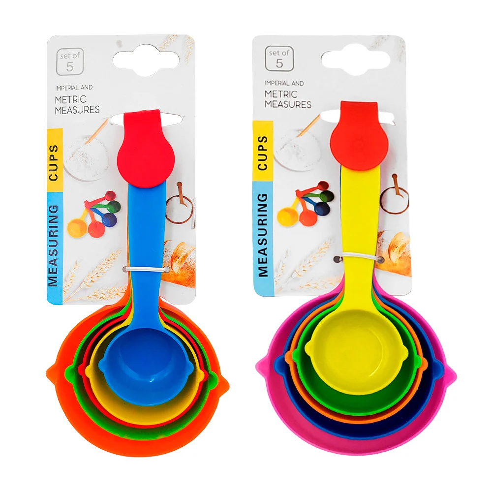 Paquete con 5 cucharas medidoras de plástico, variedad de colores / g042 / k072 / k072a