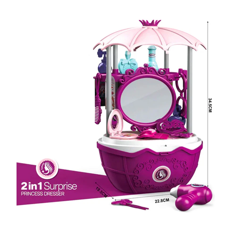 Estuche 2 en 1 con tocador montable de juguete y 30pcs en accesorios de belleza para niños / beauty / 25724
