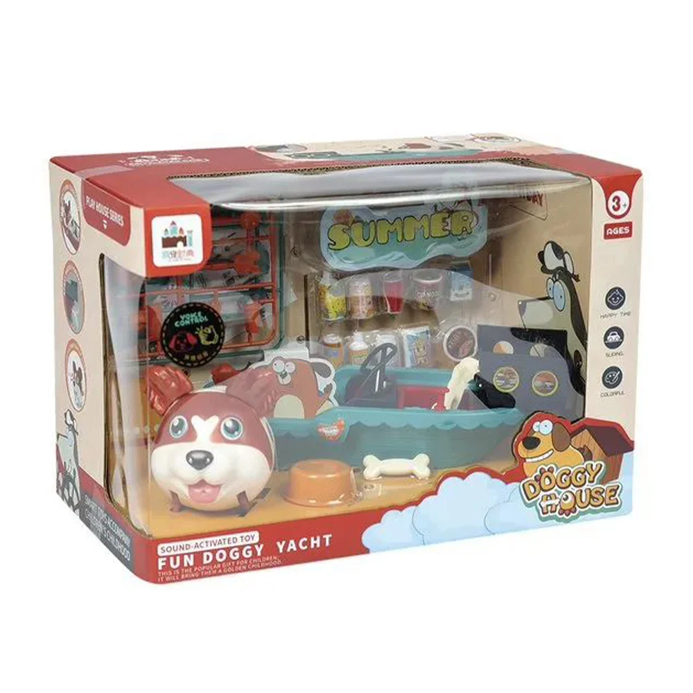 Perro de juguete interactivo que se activa por voz con accesorios de verano doggy house summer, variedad de modelos / 10138