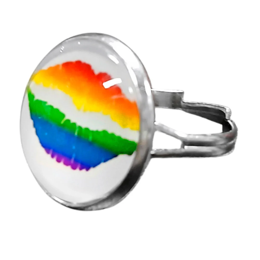 1pza Anillo metálico ajustable con diseño de arcoíris, variedad de modelos / 1017