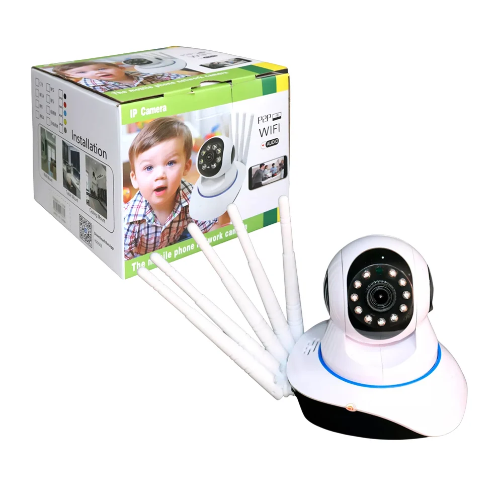 Cámara wifi de seguridad con 5 antenas receptoras de señal y rotación de 360°, p2p hd / ip camera / 10283