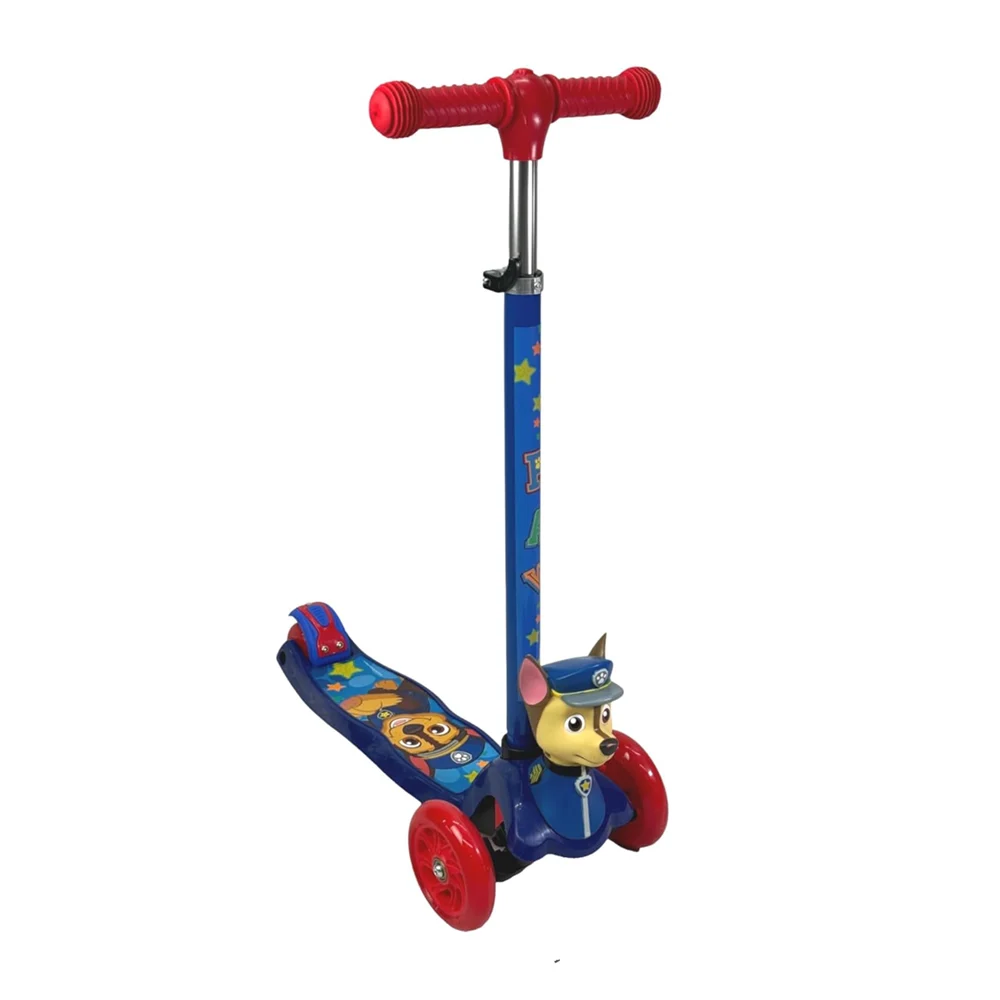 Scooter patín del diablo infantil ajustable, 3 ruedas con luces y figura 3d con diseño de chase - paw patrol / 3w scooter 3d / 10317
