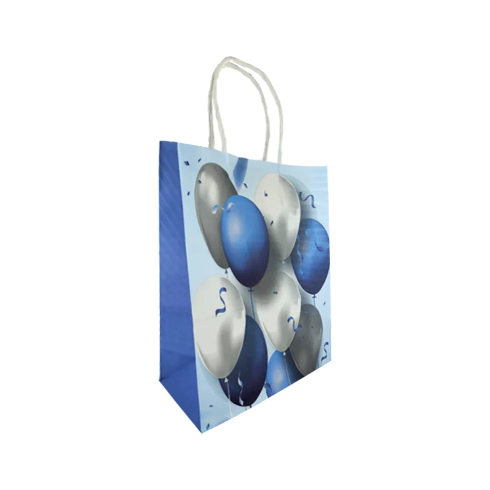 1pza Bolsa regalo de papel mediana 27x21x11cm, con diseño de globos, variedad de modelos / 608-3