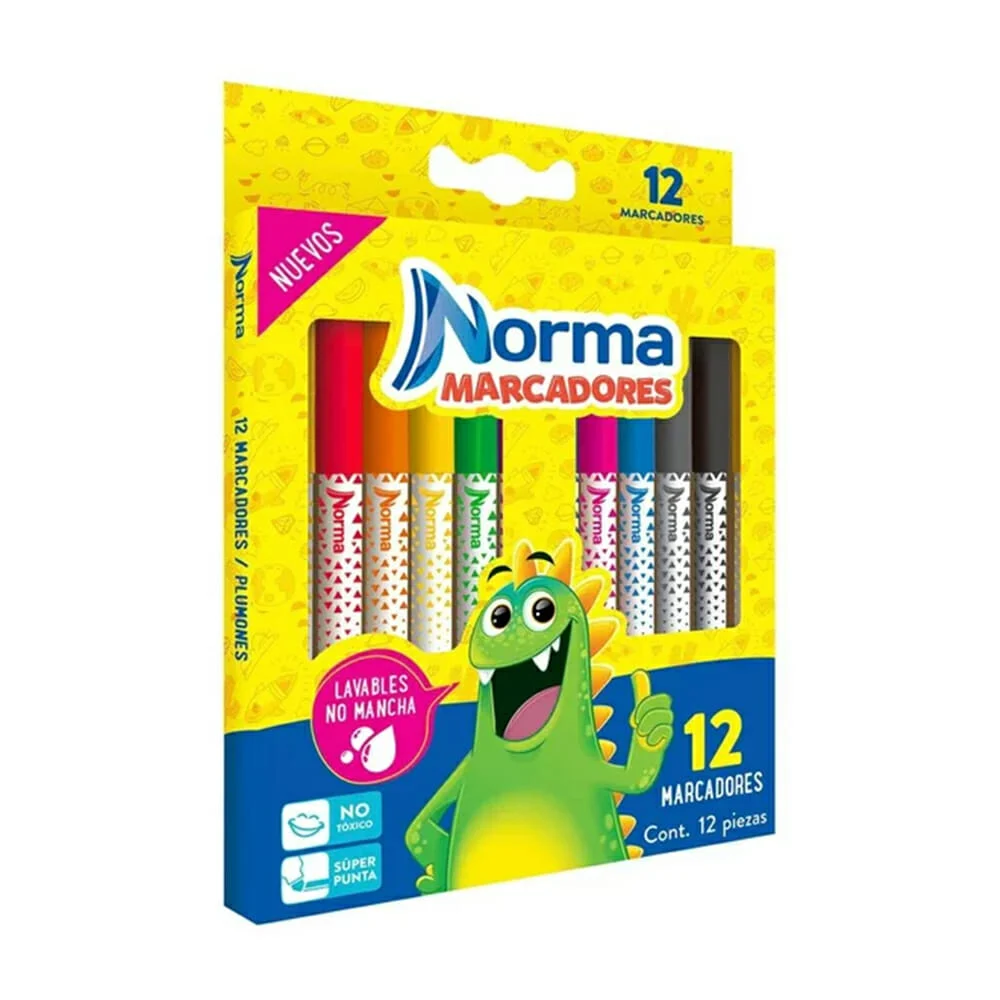 Caja con 12 marcadores norma de colores con súper punta de doble trazo / kw-2129547