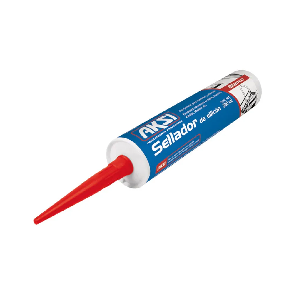 Sellador de silicón blanco aksi para uso general de interiores y exteriores, 280ml / 105202