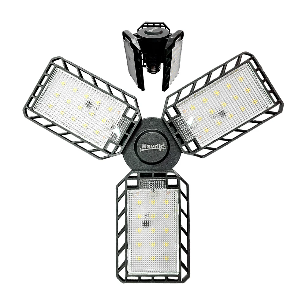 Foco lámpara led desplegable tipo ventilador con 3 paneles de luz blanca / mavrik