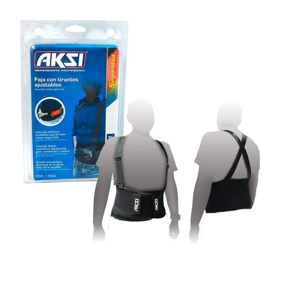 Faja cinturón aksi talla mediana con tirantes ajustables para levantar carga pesada / 107706