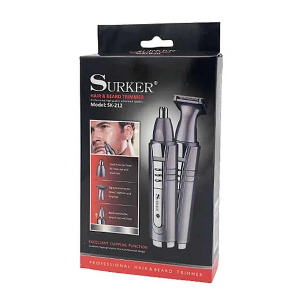 Maquina rasuradora eléctrica surker con cabezales intercambiables para barba y nariz con indicador de carga y cable alimentador / sk-212 / 10876