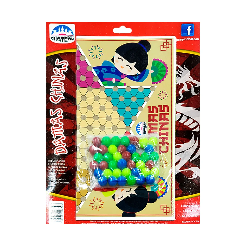 Juego de damas chinas con 40 canicas de plástico / modelo 79