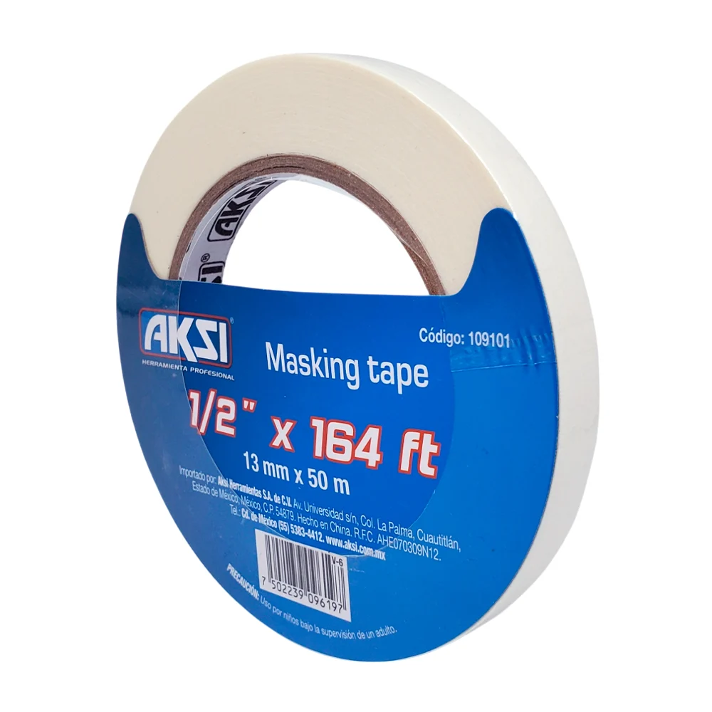 Cinta adhesiva aksi masking tape multiusos con 50 metros y 1.3cm de ancho / 109101