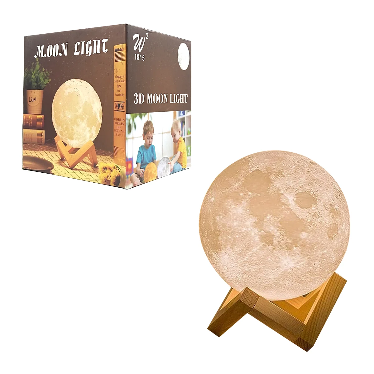 Lámpara de noche en forma de luna 3d con base y control remoto / moon light / 11005