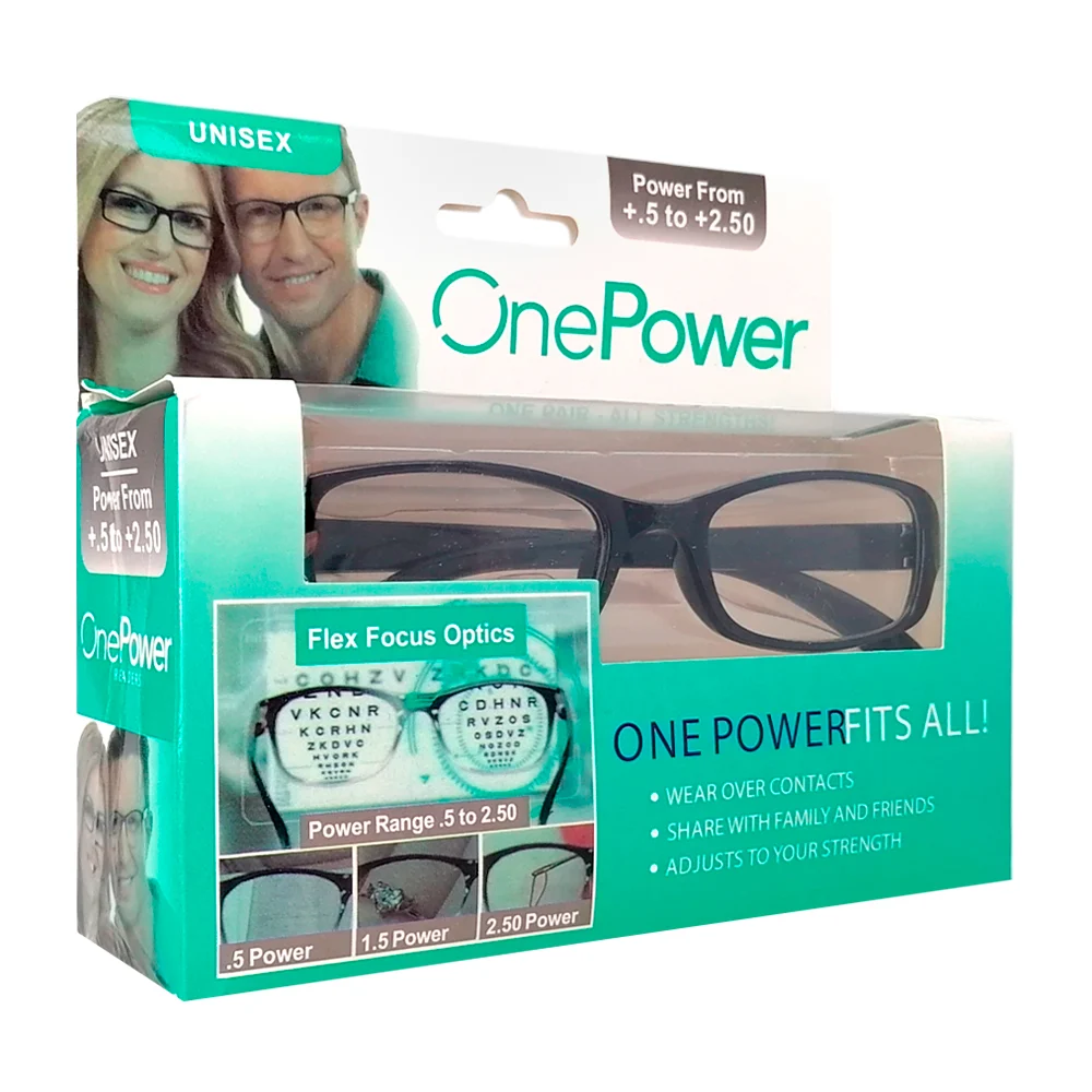 Lentes anteojos de armazón completa con aumento de .5 a 2.50, variedad de modelos / one power / 11070