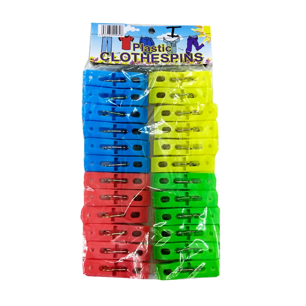 Paquete con 24 pinzas / ganchos de plástico para ropa, variedad de colores / plastic clothes pins / hw52389 / ht651