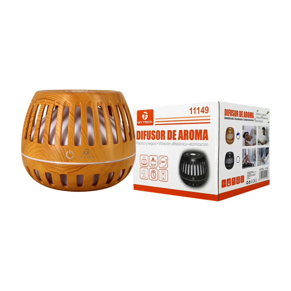 Humidificador / difusor de aroma para aroma terapia, vibración ultrasónica y luz de colores, variedad de colores / on teck / 11149