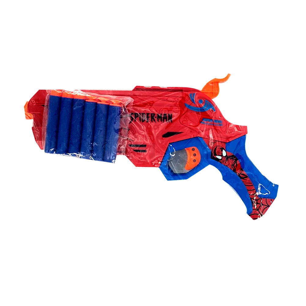 Blíster pistola mediana 24cm shots gun lanza dardos diseño de spider-man super hero / 1116-1