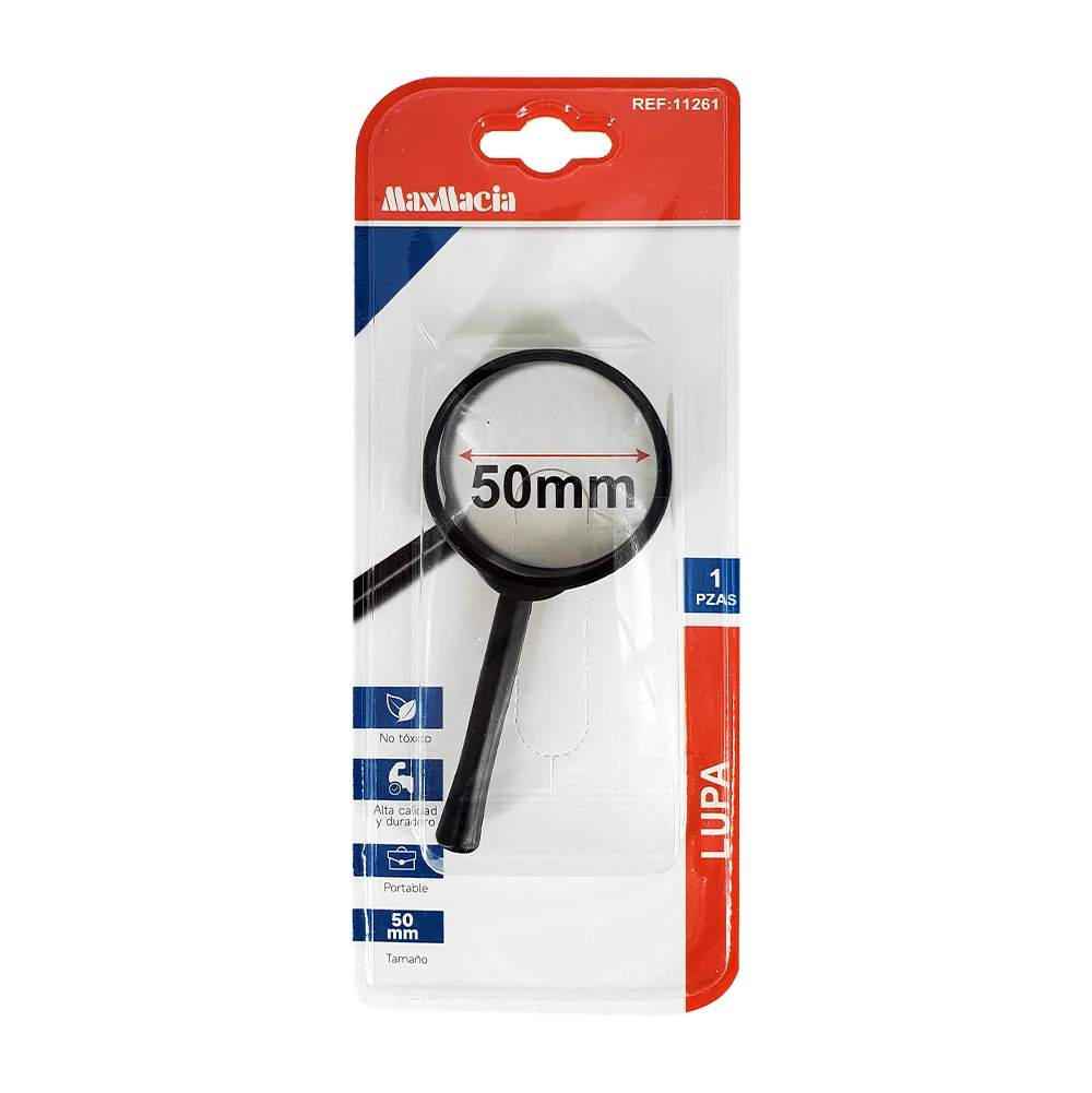 Lupa pequeña portátil de 50mm con aumento y mango de plástico / maxmacia / 11261