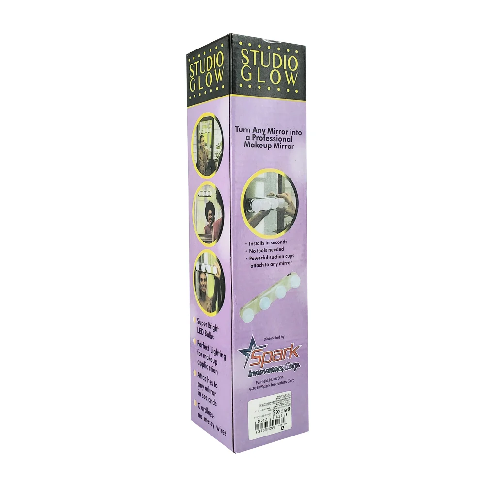 Juego de 4 bombillas adhesivas con base de acero inoxidable para maquillaje / studio glow / makeup lighting / 11303
