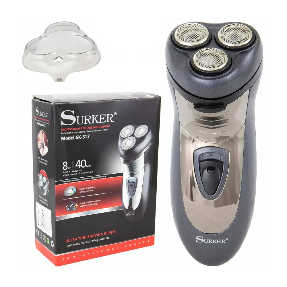 Maquina rasuradora profesional para barba con 3 hojas circulares / surker / 11343 / sk-316