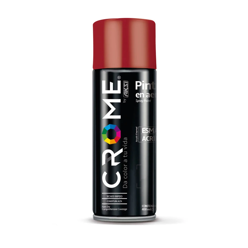 Pintura en aerosol / esmalte acrílico crome de secado rápido en color rojo intenso, 400ml / pa-380 / 114261
