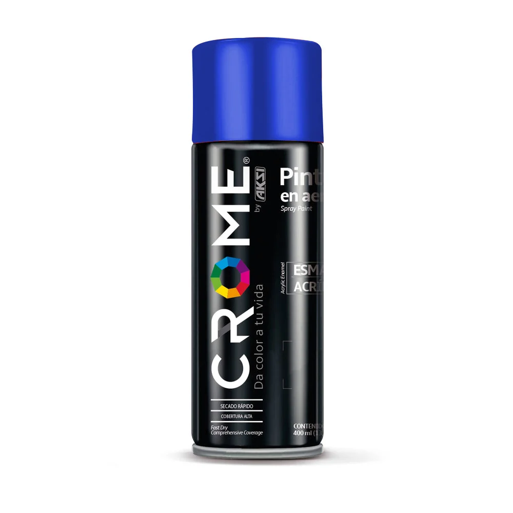 Pintura en aerosol / esmalte acrílico crome de secado rápido en color azul rey, 400ml / pa-410 / 114263