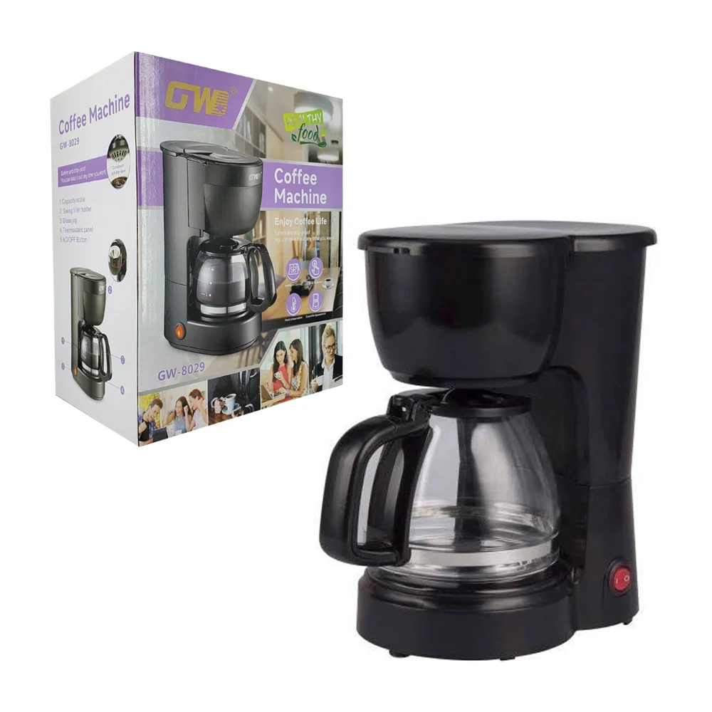 Cafetera eléctrica de cristal con placa calentadora y revestimiento antiadherente 650ml / gwd / coffee machine / gw-8026