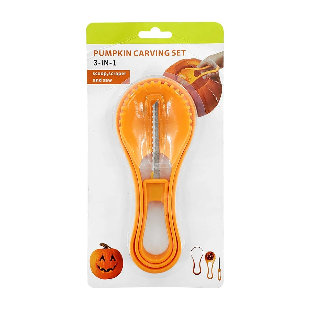 Herramienta de plástico 3 en 1 talladora de calabazas / pumpkin carving set