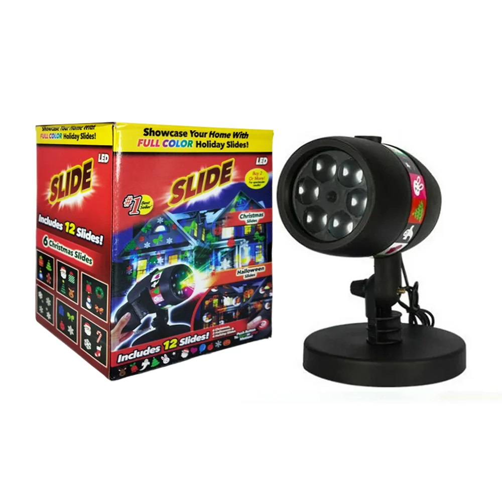 Proyector led decorativo para jardín con 12 diapositivas, variedad de temáticas / slide led
